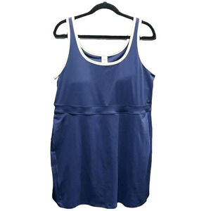 Fabletics Women's 2X Blue Sporty Sleeveless Short Dress w/ Built-In Shorts